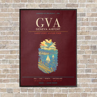 Thumbnail for Geneva Airport GVA - Canvas Framed - Dark Red