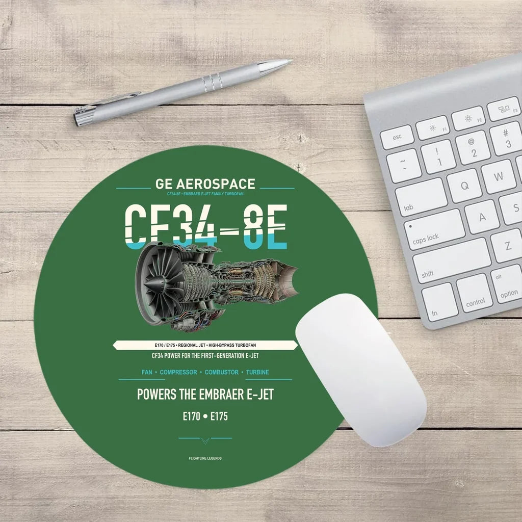 CF34-8E design on green round mouse pad
