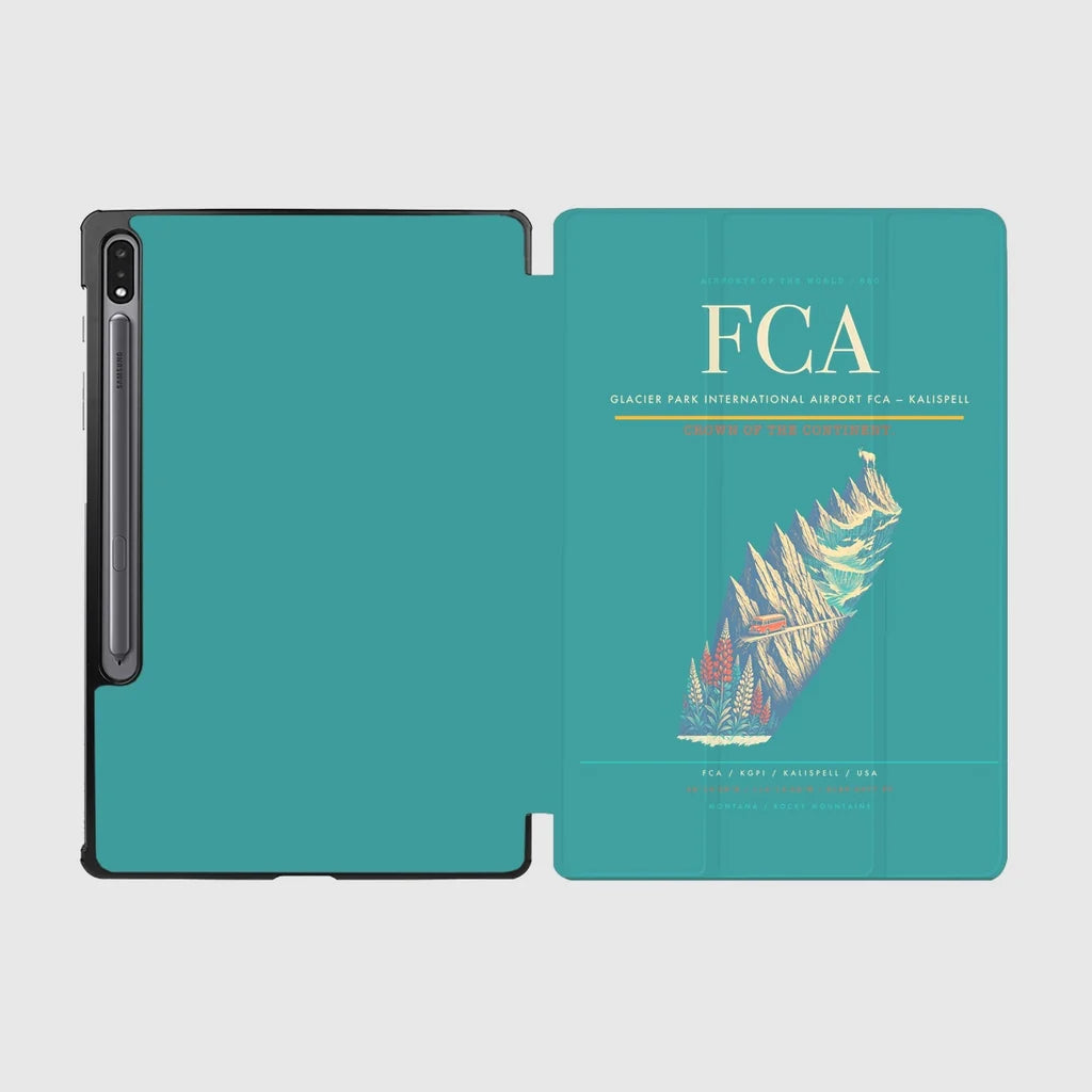 Glacier Park International Airport (FCA) design on turquoise samsung tablet tablet case