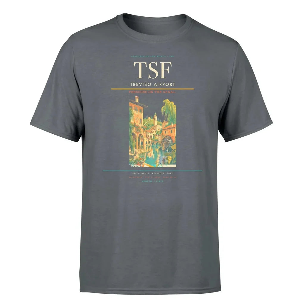 Treviso Airport (TSF) T-Shirt single-side front print in Gray | treviso-airport-tsf-double-side-t-shirt