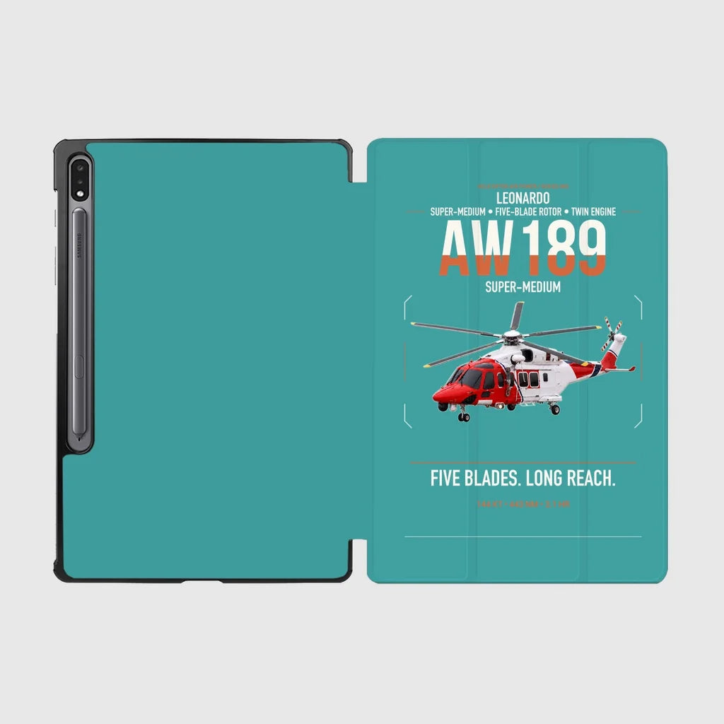Leonardo AW189 design on turquoise samsung tablet tablet case
