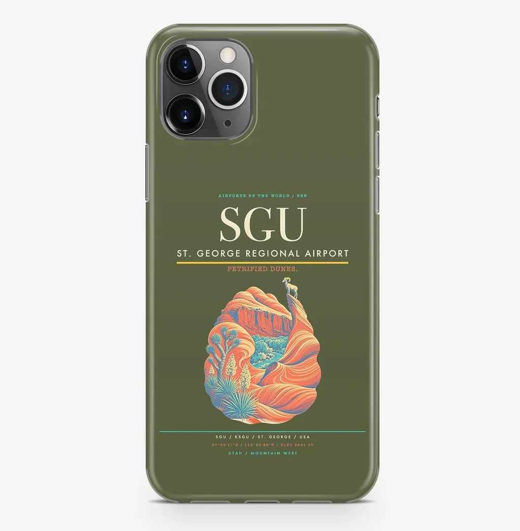 St. George Airport (SGU) design on green army iPhone 16 Pro MagSafe case