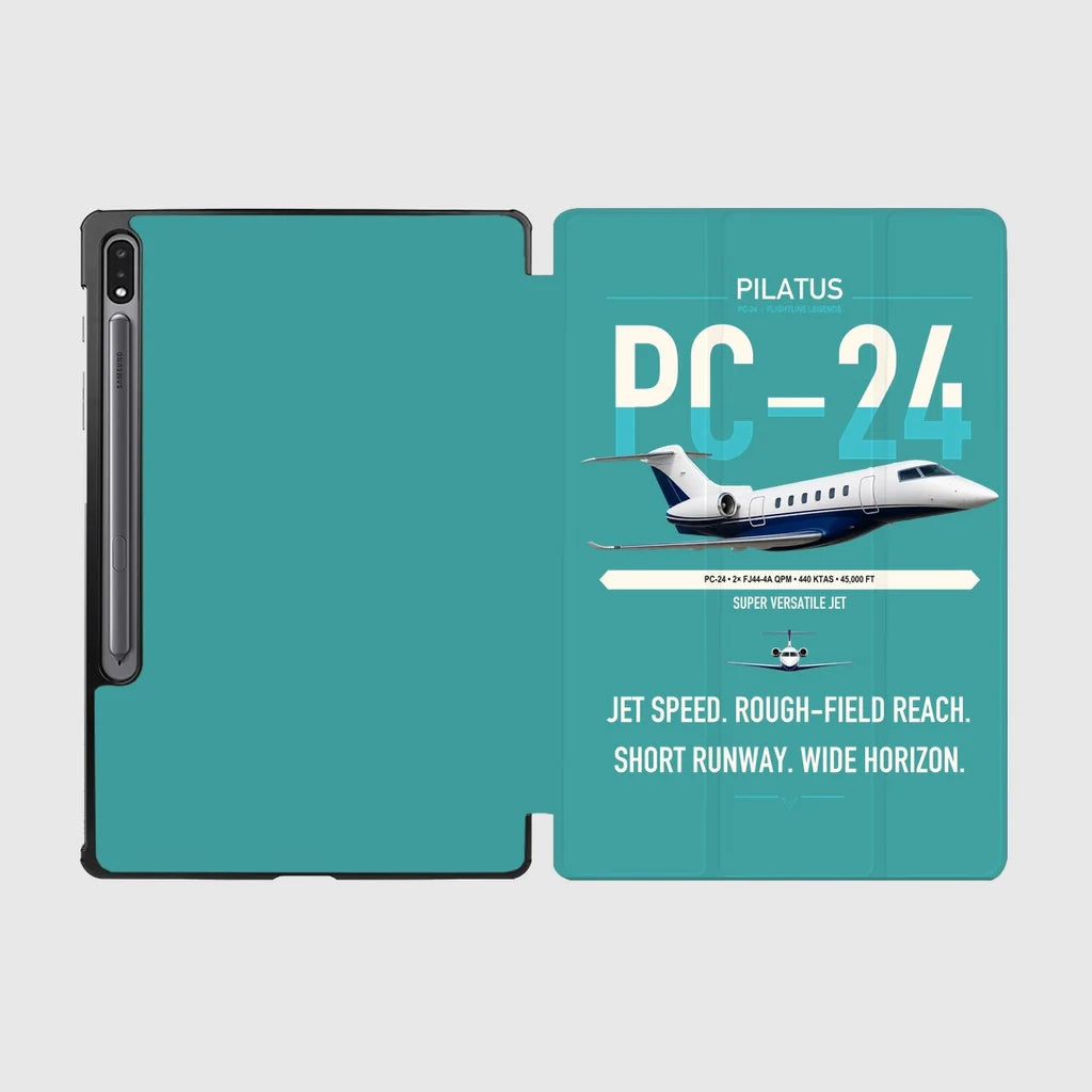 Pilatus PC-24 design on turquoise samsung tablet tablet case