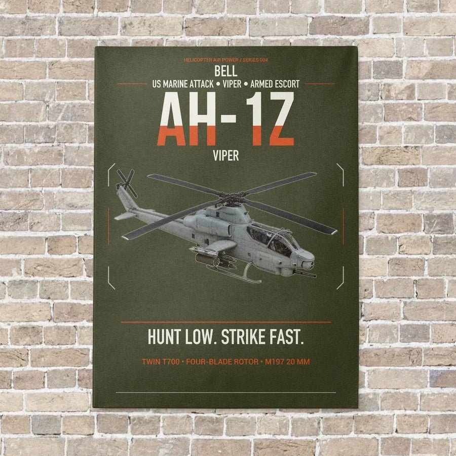 Bell AH-1Z Viper vertical canvas print - no frame - green army background