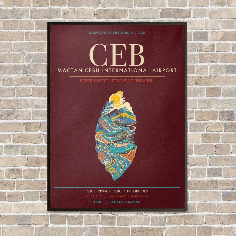 Mactan-Cebu International Airport CEB - Canvas Framed - Dark Red