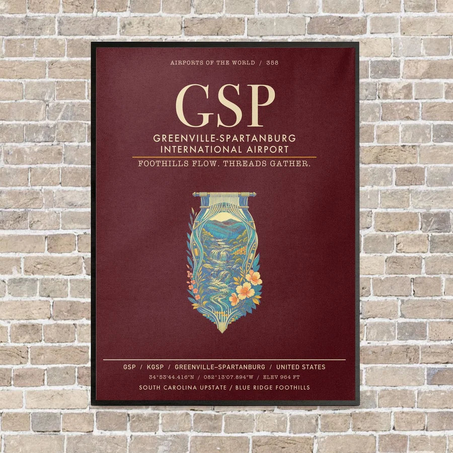 Greenville-Spartanburg International Airport GSP - Canvas Framed - Dark Red