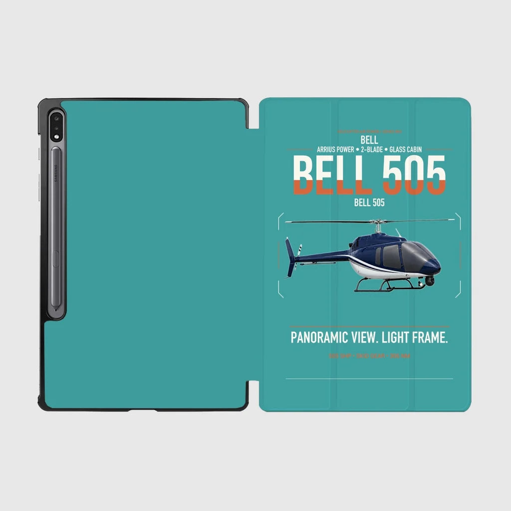 Bell 505 design on turquoise samsung tablet tablet case