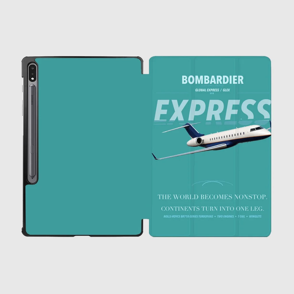 Bombardier Global Express design on turquoise samsung tablet tablet case