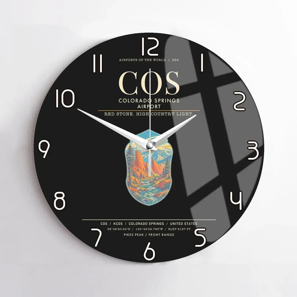Colorado Springs Airport COS Wall-Clock No-Frame - Black