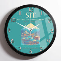 Thumbnail for Sitka Rocky Gutierrez Airport (SIT) design on turquoise framed wall clock
