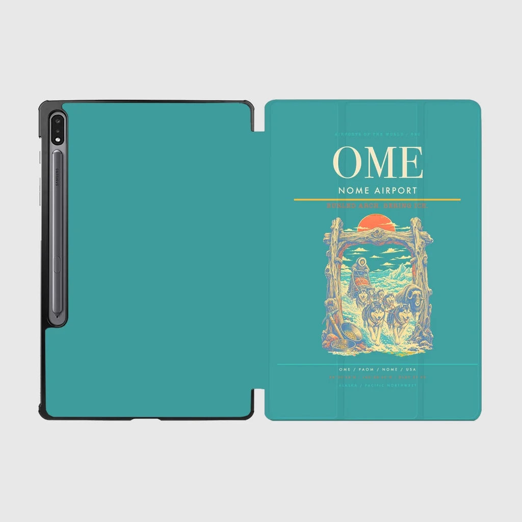 Nome Airport (OME) design on turquoise samsung tablet tablet case