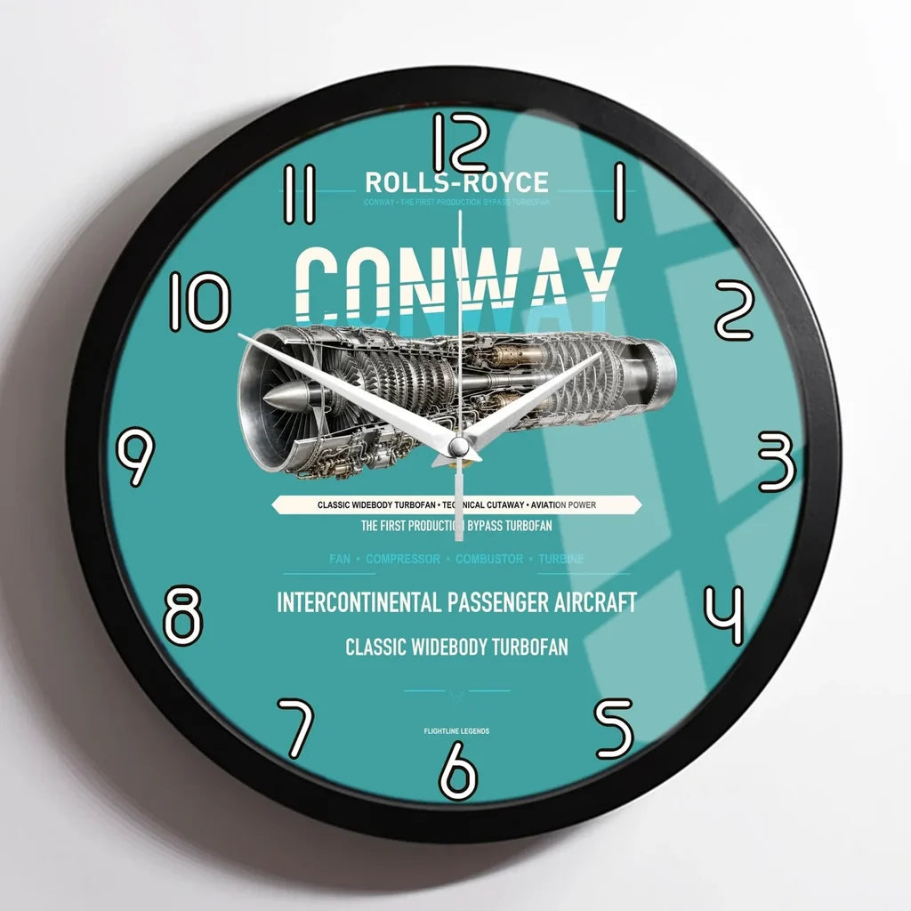 CONWAY design on turquoise framed wall clock
