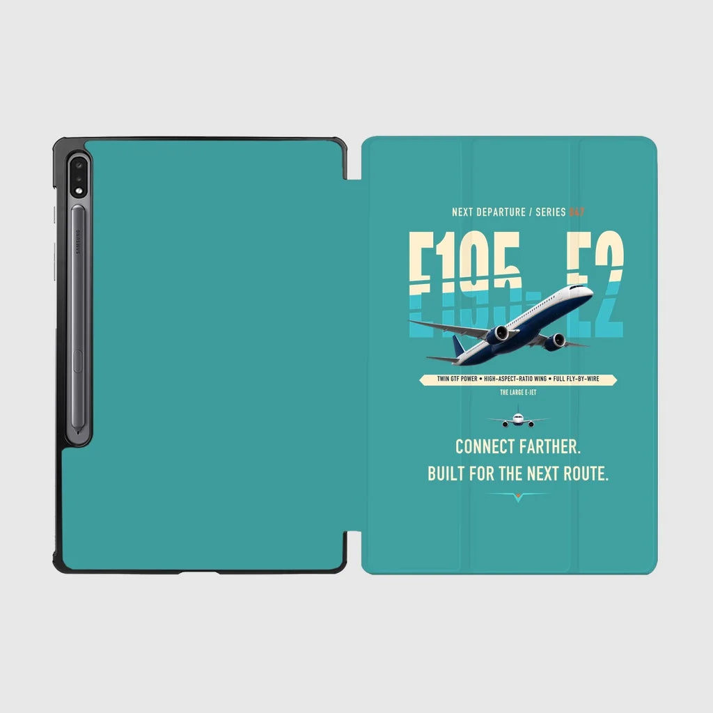 Embraer E195-E2 design on turquoise samsung tablet tablet case