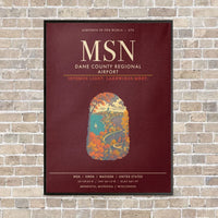 Thumbnail for Dane County Regional Airport Madison MSN - Canvas Framed - Dark Red