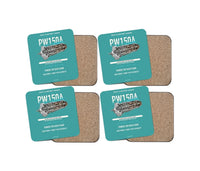 Thumbnail for PW150A design on turquoise 4 pieces set coaster