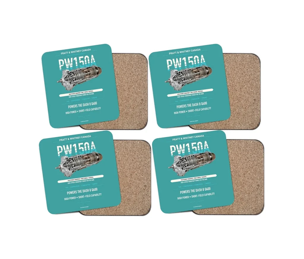 PW150A design on turquoise 4 pieces set coaster