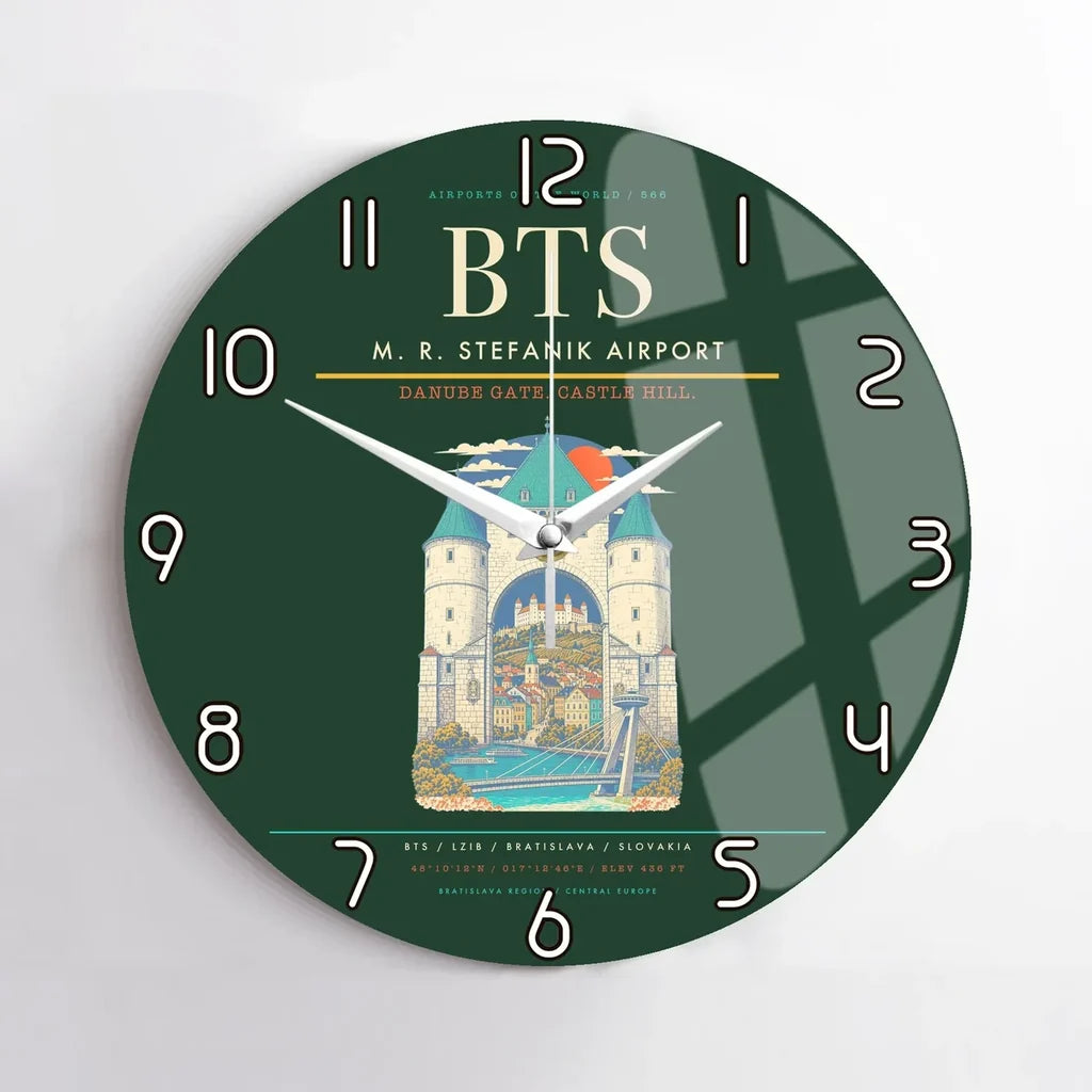 M. R. Stefanik Airport BTS Wall-Clock No-Frame - Dark Green