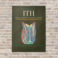 Thumbnail for Ithaca Tompkins Regional Airport ITH vertical canvas print - no frame - green army background
