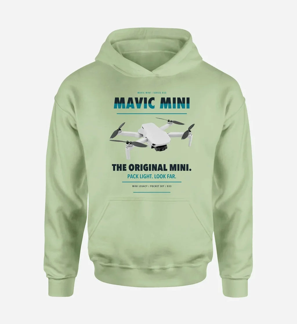 DJI Mavic Mini design on light green hoodie single side