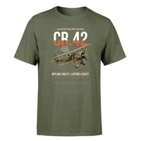 Thumbnail for Fiat CR.42 Falco design on green army t-shirt, single-side print