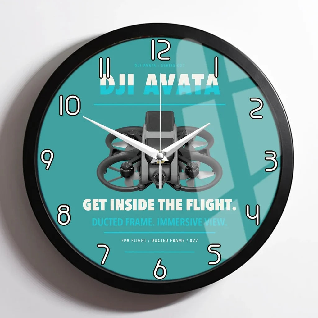 DJI Avata design on turquoise framed wall clock