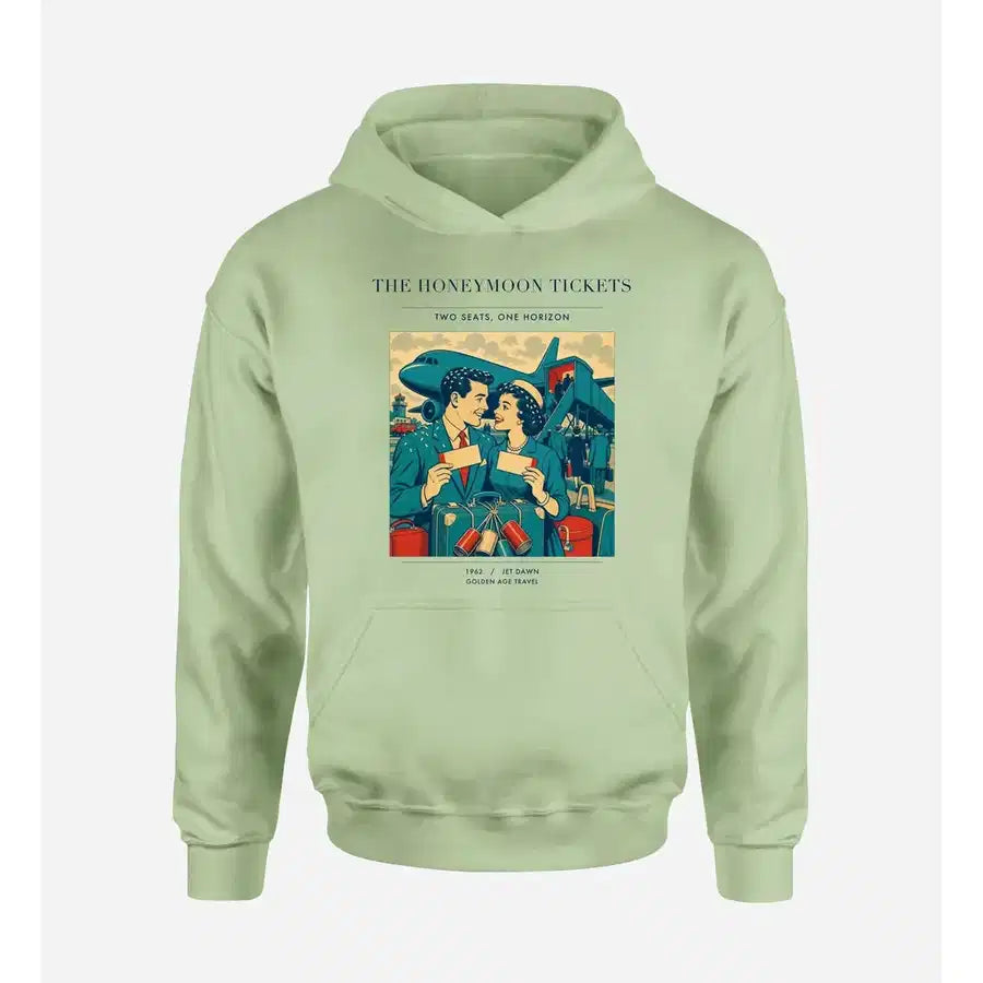 VINTAGE G4227 - The Honeymoon Tickets - Premium Hoodie design on lightgreen premium