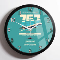 Thumbnail for Boeing 757-300 design on turquoise framed wall clock