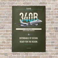 Thumbnail for Saab 340B vertical canvas print - no frame - green army background