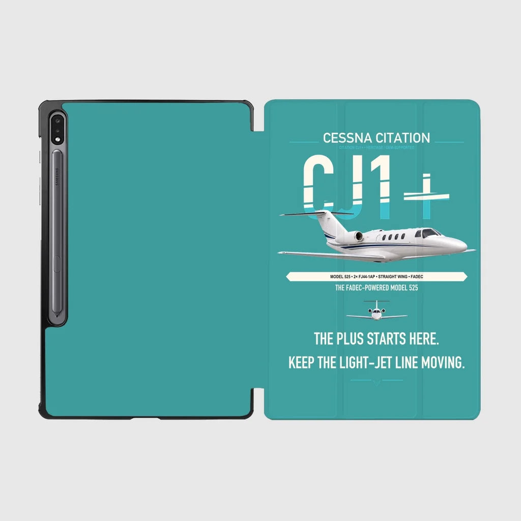 Cessna Citation CJ1+ design on turquoise samsung tablet tablet case