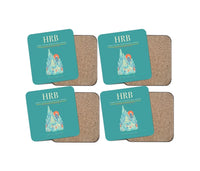 Thumbnail for Harbin Taiping International Airport (HRB) design on turquoise 4 pieces set coaster