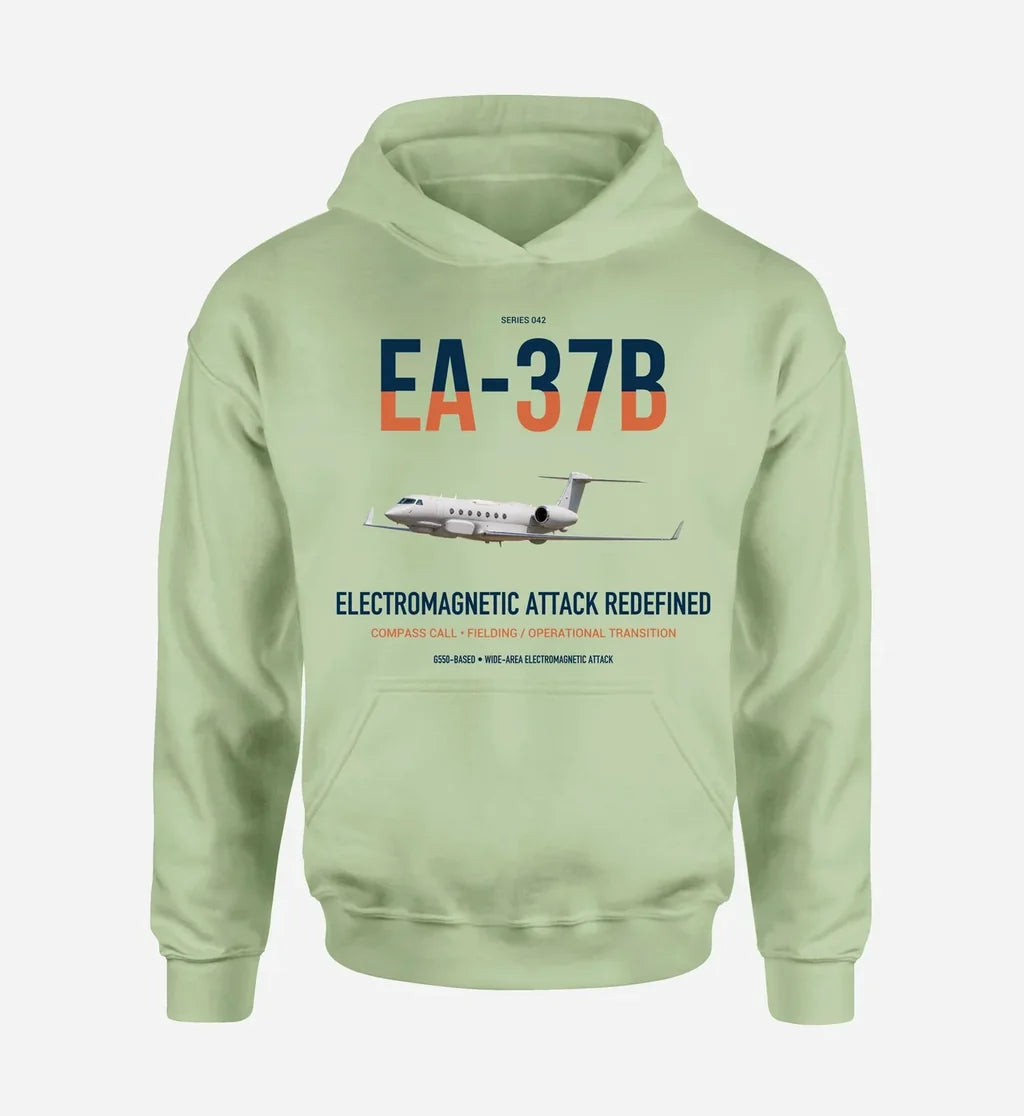 EA-37B Compass Call design on light green double-side hoodie, single-side print