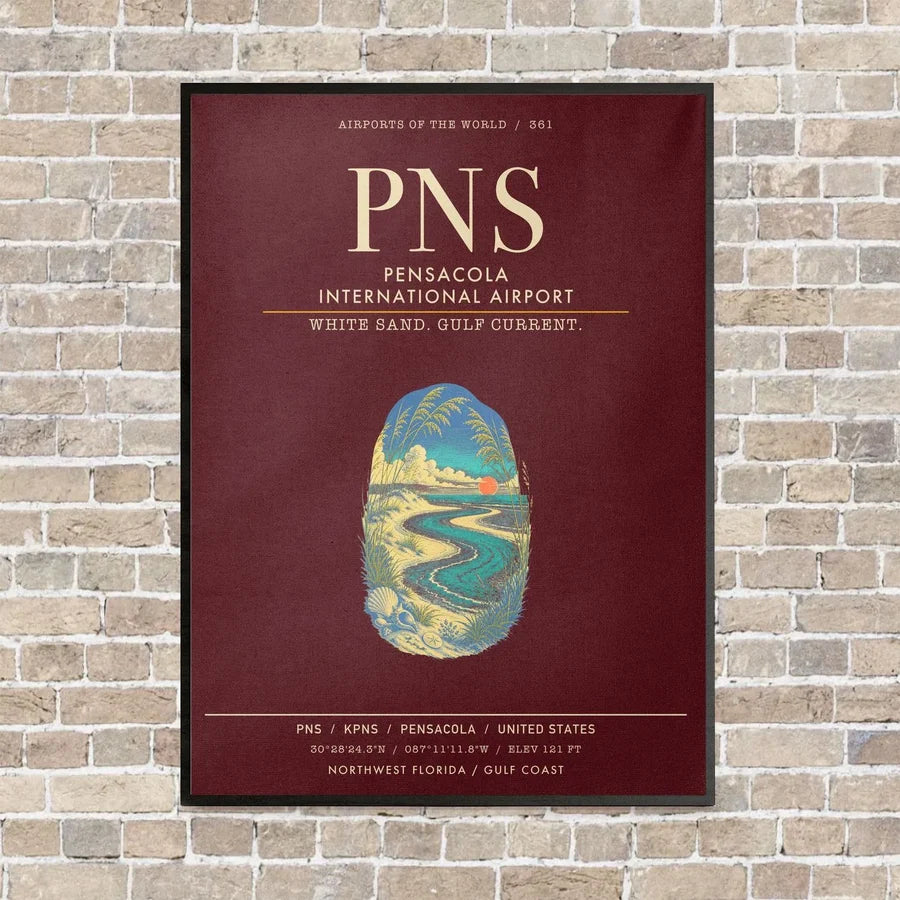 Pensacola International Airport PNS - Canvas Framed - Dark Red