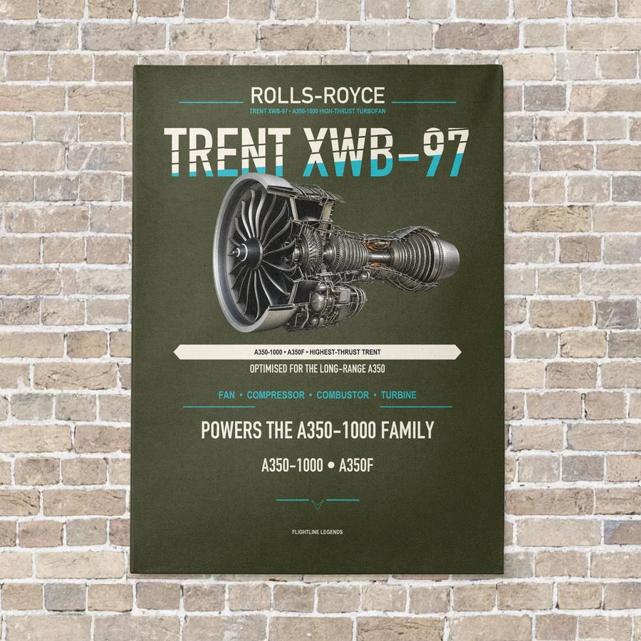 TRENT XWB-97 vertical canvas print - no frame - green army background