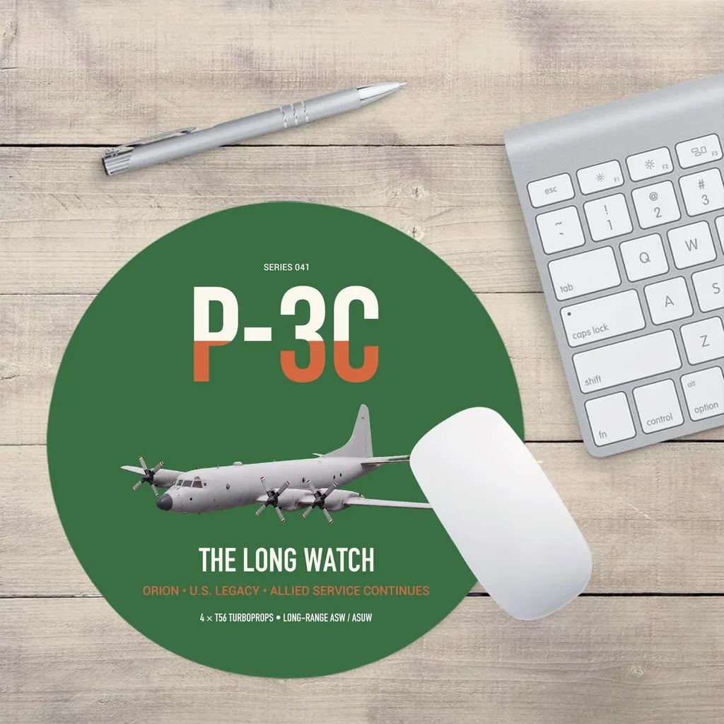 P-3C Orion design on green round mouse pad