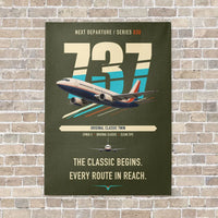 Thumbnail for Boeing 737-300 Classic vertical canvas print - no frame - green army background