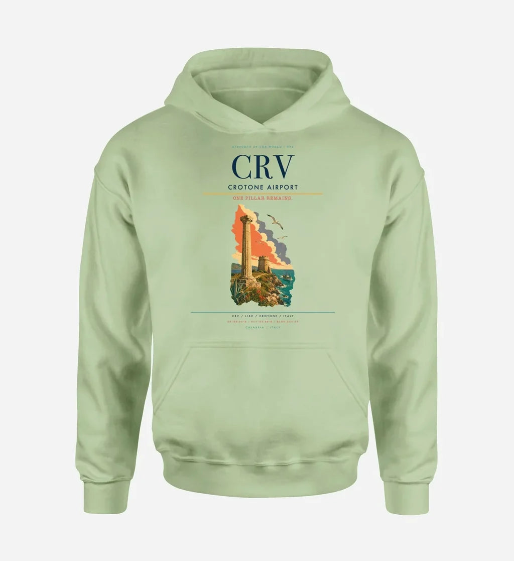 Crotone Airport (CRV) design on light green hoodie single-side print