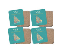 Thumbnail for Lal Bahadur Shastri International Airport (VNS) design on turquoise 4 pieces set coaster