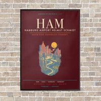 Thumbnail for Hamburg Airport Helmut Schmidt HAM - Canvas Framed - Dark Red
