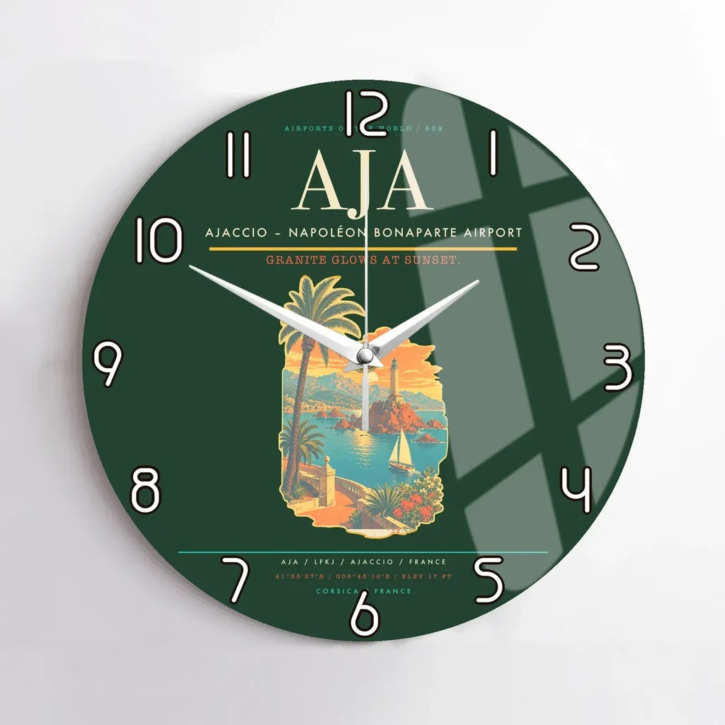 Ajaccio  Napoleon Bonaparte Airport AJA Wall-Clock No-Frame - Dark Green