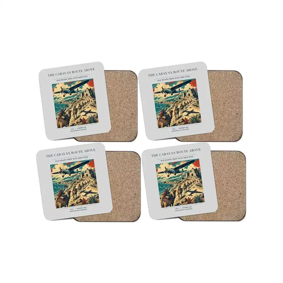 The Caravan Route Above - Designed Coasters design on light gray 4-pieces-set