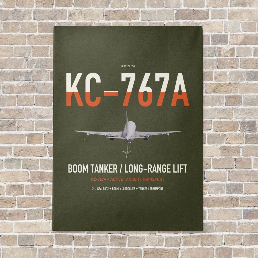 Boeing KC-767A vertical canvas print - no frame - green army background