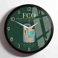 Thumbnail for Rome Leonardo da Vinci Fiumicino Airport FCO Wall-Clock Framed - Dark Green