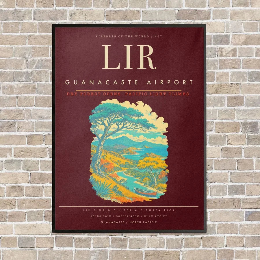 Guanacaste Airport LIR - Canvas Framed - Dark Red