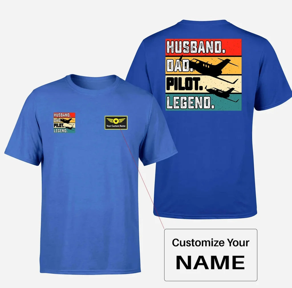 Customisable Husband & Dad & Pilot T-Shirt - view 9