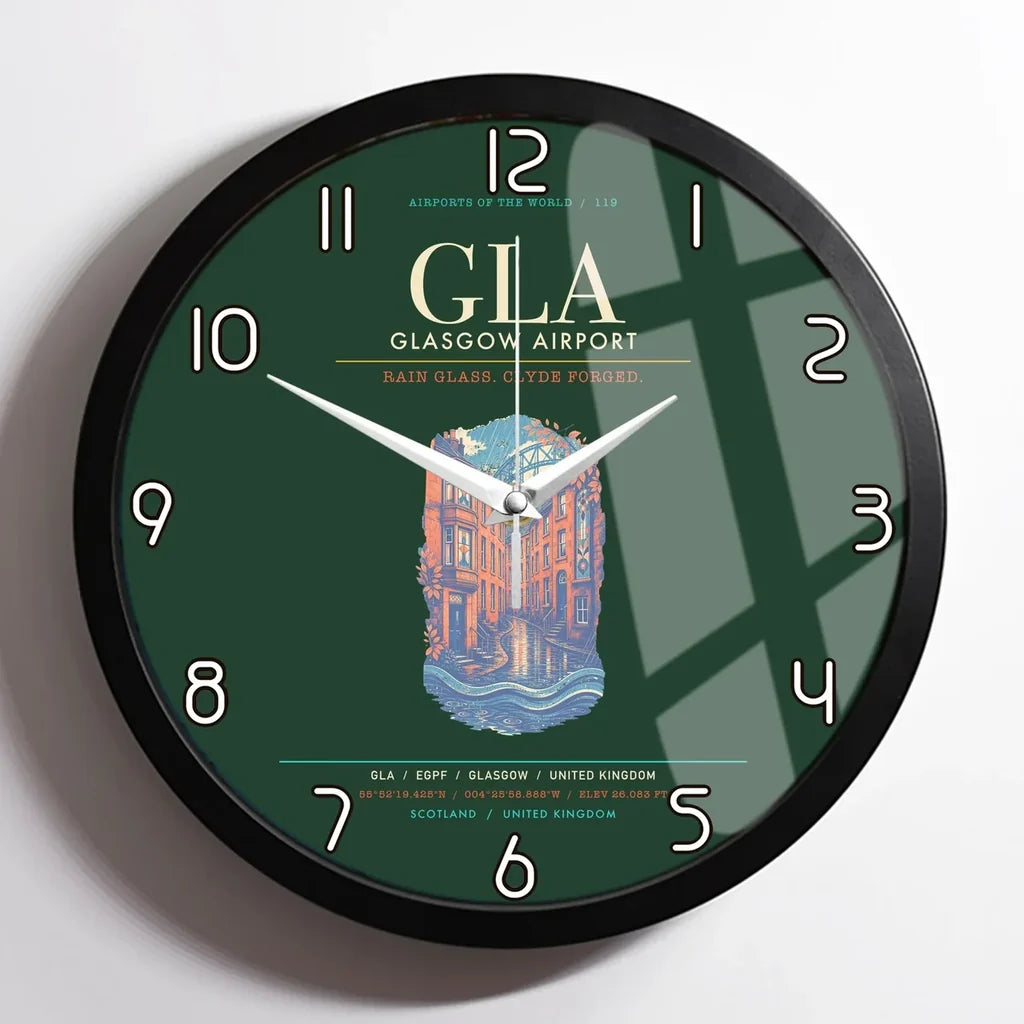 Glasgow Airport GLA Wall-Clock Framed - Dark Green