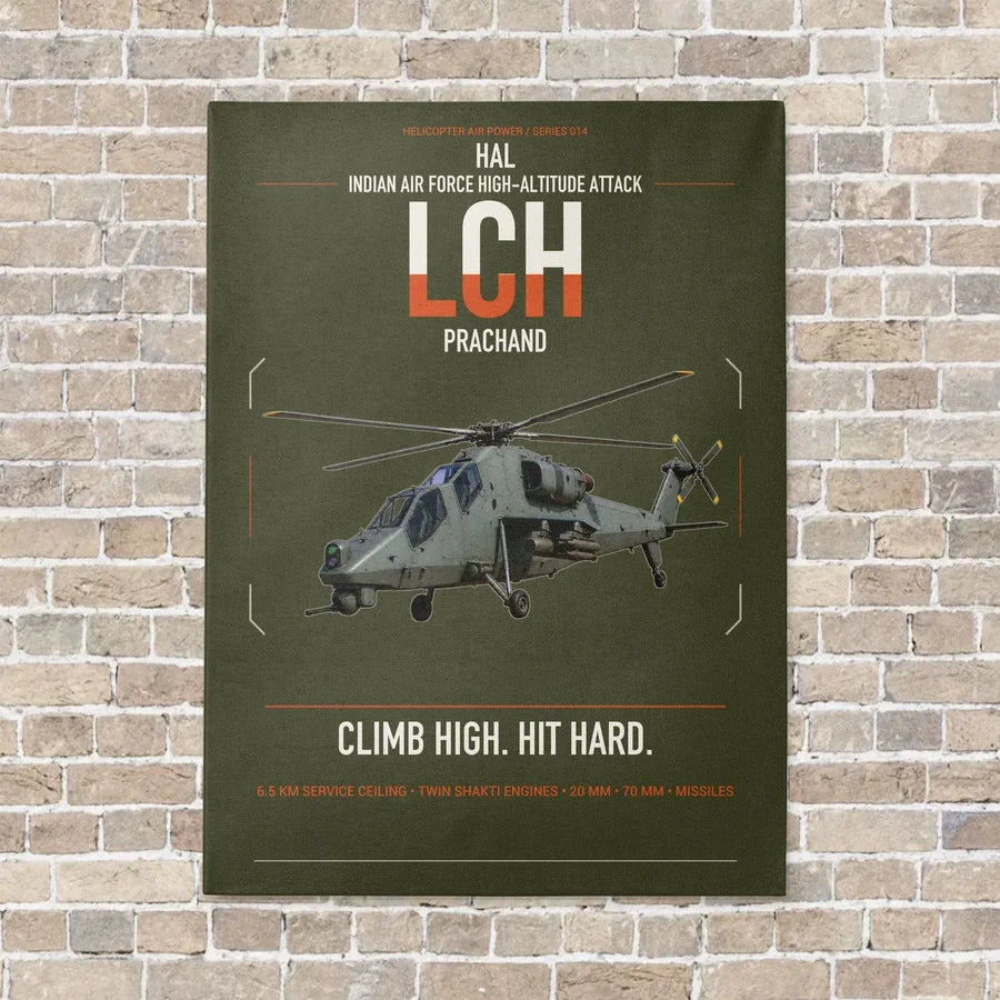 HAL LCH Prachand vertical canvas print - no frame - green army background