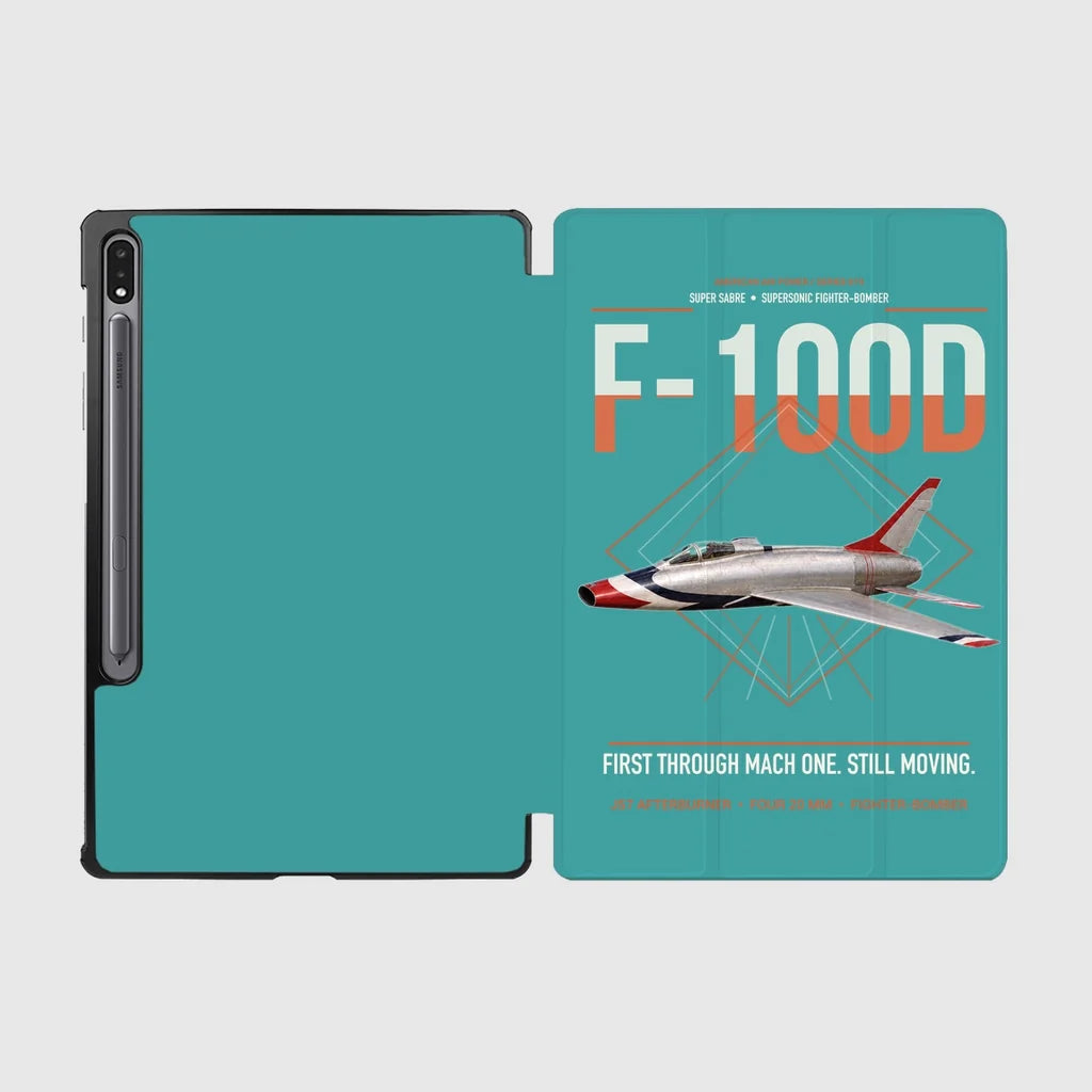 F-100D Super Sabre design on turquoise samsung tablet tablet case