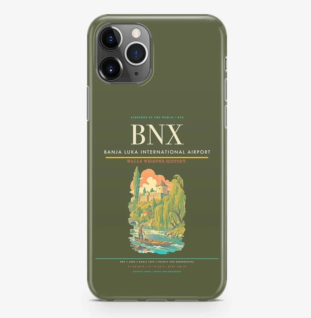 Banja Luka Airport (BNX) design on green army iPhone 16 Pro MagSafe case