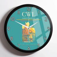 Thumbnail for Cardiff Airport (CWL) design on turquoise framed wall clock