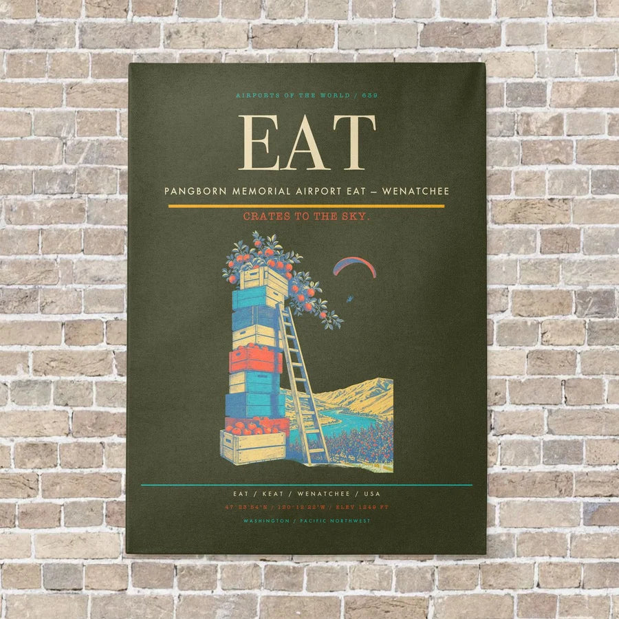 Pangborn Memorial Airport EAT — Wenatchee vertical canvas print - no frame - green army background